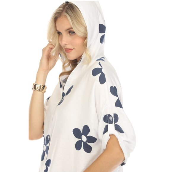 Hooded Floral Print Drawstring Top - Picture 8 of 10